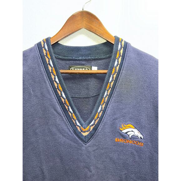 Vintage Tundra Denver Broncos Sweater Vest Outerwear Sleeveless NFL Football 90s - Picture 2 of 11